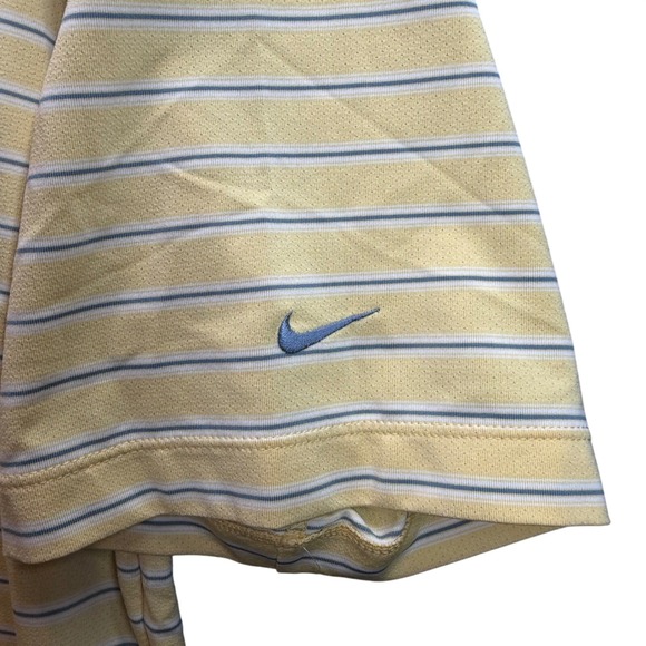 Nike Golf Polo Shirt Mens Large Yellow Striped Fit Dry Short Sleeve Preppy Sport - Picture 4 of 8